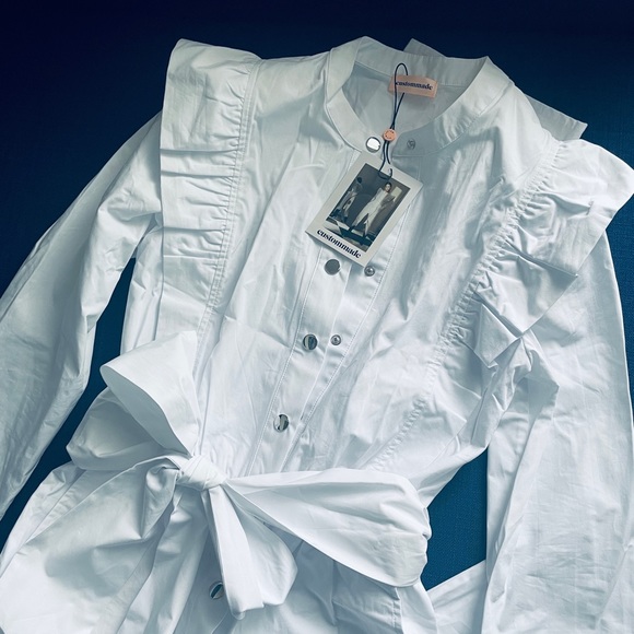 CUSTOMMADE White Ruffle Long
Sleeve Jumpsuit NWT - Picture 7 of 12